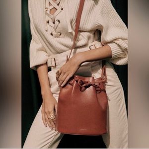 Sezane Bourse Farrow Chocolate Lisse Heritage Bucket Bag Brown